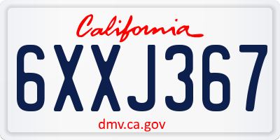 CA license plate 6XXJ367