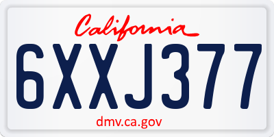 CA license plate 6XXJ377