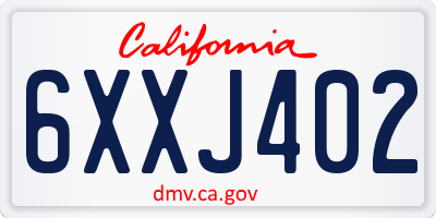 CA license plate 6XXJ402
