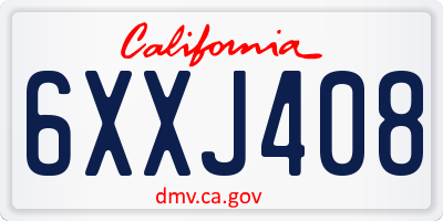 CA license plate 6XXJ408