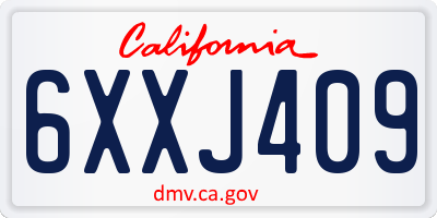 CA license plate 6XXJ409