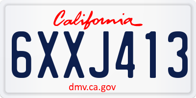 CA license plate 6XXJ413