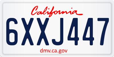 CA license plate 6XXJ447