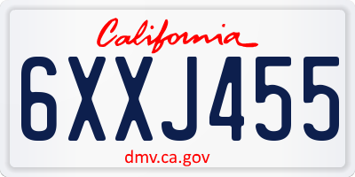 CA license plate 6XXJ455