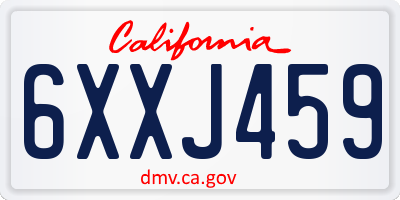 CA license plate 6XXJ459