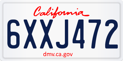 CA license plate 6XXJ472