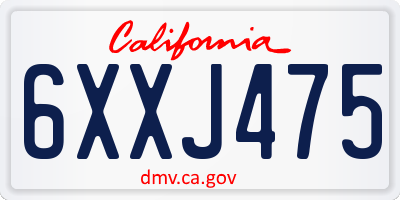CA license plate 6XXJ475