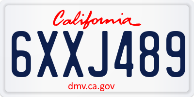 CA license plate 6XXJ489