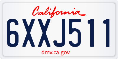 CA license plate 6XXJ511