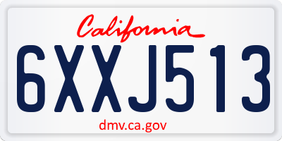 CA license plate 6XXJ513
