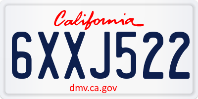 CA license plate 6XXJ522