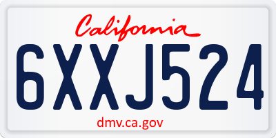 CA license plate 6XXJ524