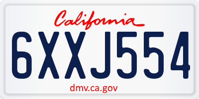 CA license plate 6XXJ554