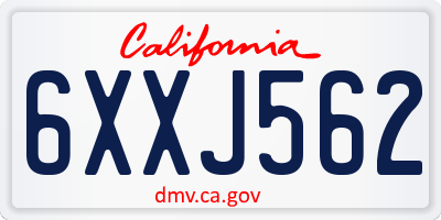 CA license plate 6XXJ562