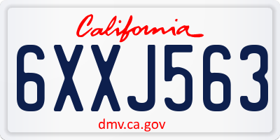 CA license plate 6XXJ563