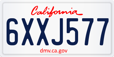 CA license plate 6XXJ577