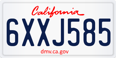 CA license plate 6XXJ585