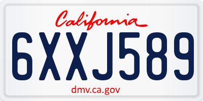 CA license plate 6XXJ589