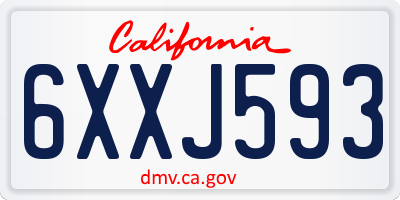 CA license plate 6XXJ593