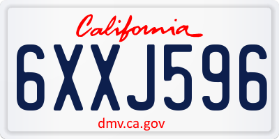 CA license plate 6XXJ596