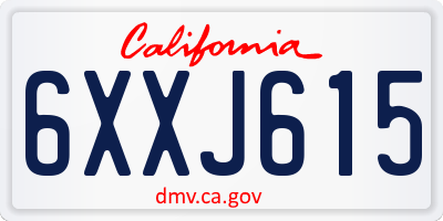 CA license plate 6XXJ615
