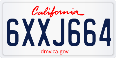CA license plate 6XXJ664
