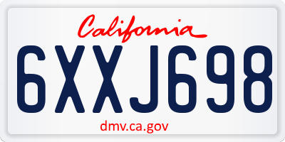 CA license plate 6XXJ698