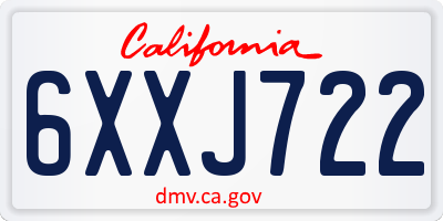 CA license plate 6XXJ722