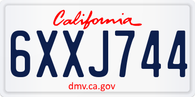 CA license plate 6XXJ744