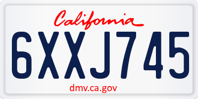 CA license plate 6XXJ745