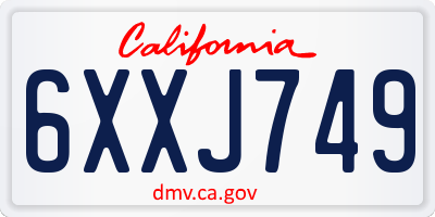 CA license plate 6XXJ749