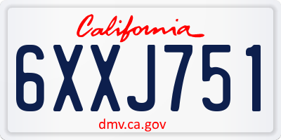 CA license plate 6XXJ751