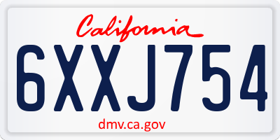 CA license plate 6XXJ754