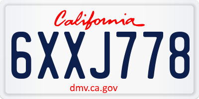 CA license plate 6XXJ778