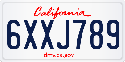 CA license plate 6XXJ789