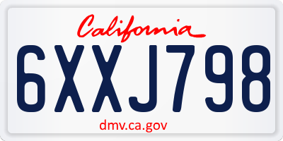 CA license plate 6XXJ798