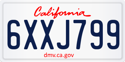 CA license plate 6XXJ799