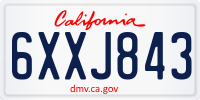 CA license plate 6XXJ843