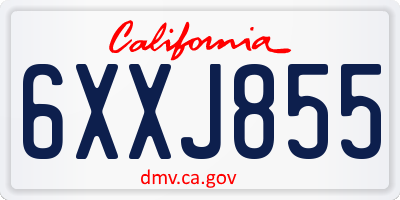 CA license plate 6XXJ855