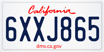 CA license plate 6XXJ865