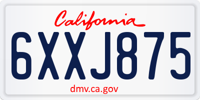 CA license plate 6XXJ875