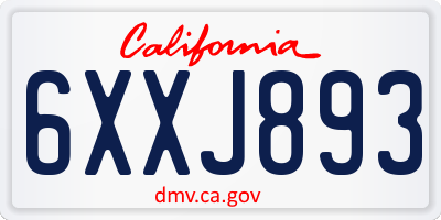 CA license plate 6XXJ893