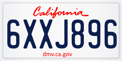 CA license plate 6XXJ896