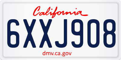 CA license plate 6XXJ908