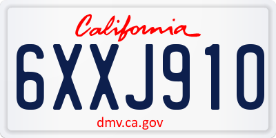 CA license plate 6XXJ910