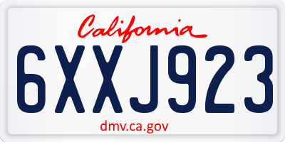 CA license plate 6XXJ923