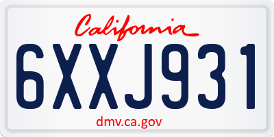 CA license plate 6XXJ931
