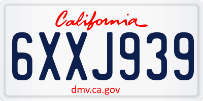 CA license plate 6XXJ939