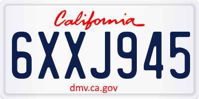 CA license plate 6XXJ945