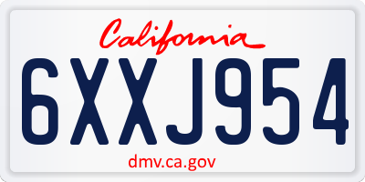 CA license plate 6XXJ954